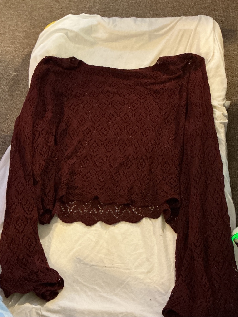 torrid Burgundy Lace-Knit Long Sleeve Top